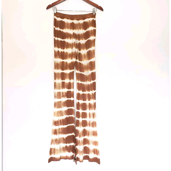 NEW!! Raga Brown SIZE XS Tie Dye Lightweight High Waist Flared Leg Pants R518 - Picture 7 of 7